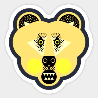 Grizzly Bear Face, Pale Yellow tones Sticker